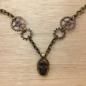 Tiger's Eye Skull Necklace - Necklace - AlphaVariable