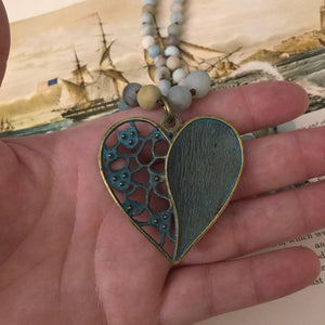 Amazonite Heart Necklace - Necklace - AlphaVariable