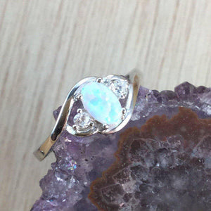 Opal Ring With CZ Accents - Ring - AlphaVariable
