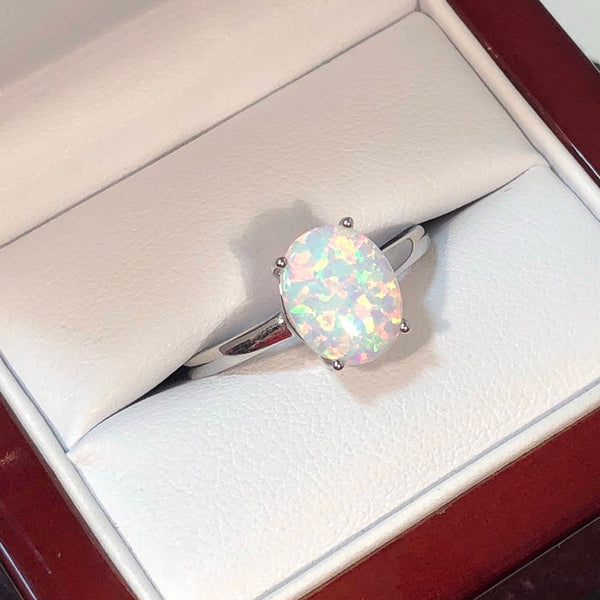 Oval Opal Engagement Ring - Ring - AlphaVariable