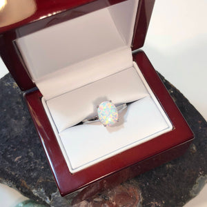 Oval Opal Engagement Ring - Ring - AlphaVariable