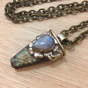 Moonstone and Labradorite Necklace - Necklace - AlphaVariable