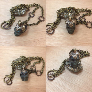 Hand Carved Skull Labradorite Necklace - Labradorite Necklaces - AlphaVariable
