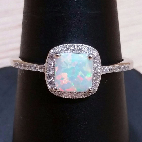 Square Opal Engagement Ring - Ring - AlphaVariable