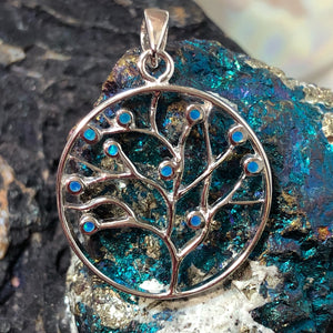 Blue Opal Tree of Life Necklace - Necklace - AlphaVariable