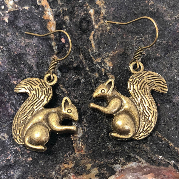 Bronze Squirrel Earrings - Earrings - AlphaVariable