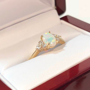 Gold Diamond Opal Ring - Ring - AlphaVariable
