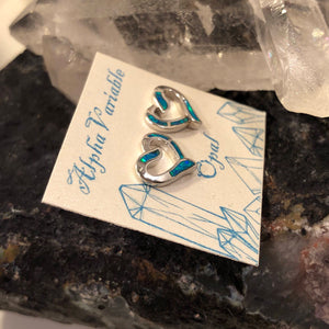 Opal Heart Earrings - Earrings - AlphaVariable