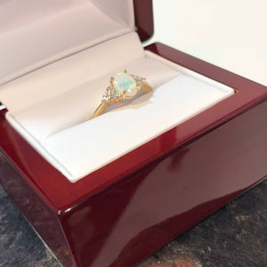 White Gold Diamond Opal Ring - Ring - AlphaVariable