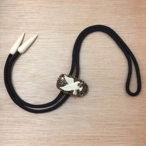 Hand Carved Bone Eagle Bolo Tie - Necklace - AlphaVariable