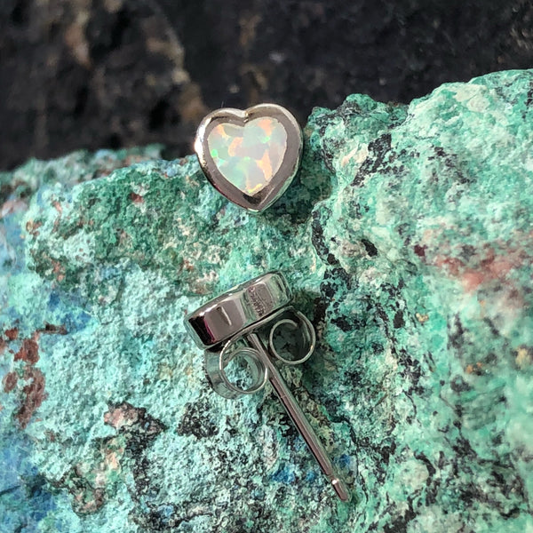 Opal Heart Earrings - Earrings - AlphaVariable