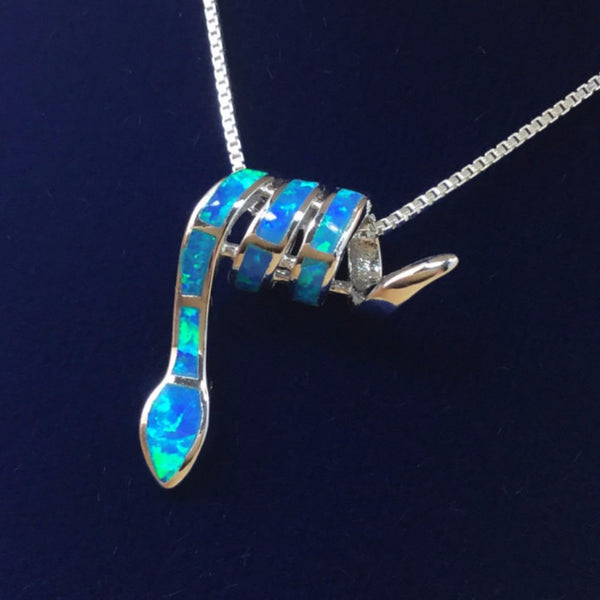 Sterling Silver Opal Snake Necklace - Necklace - AlphaVariable
