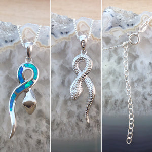 Sterling Silver Opal Snake Necklace - Necklace - AlphaVariable