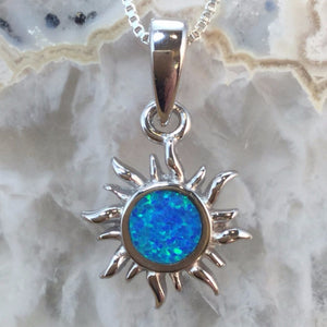 Sterling Silver Opal Sun Necklace - Necklace - AlphaVariable