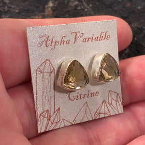 Citrine Triangle Stud Earrings - Earrings - AlphaVariable