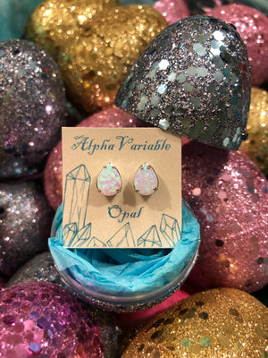 Opal Earrings with Glitter Egg Gift Box -  - AlphaVariable
