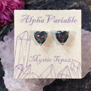 Mystic Topaz Heart Earrings - Earrings - AlphaVariable