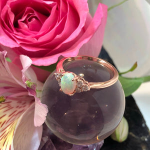 Rose Gold Diamond Opal Ring - Ring - AlphaVariable