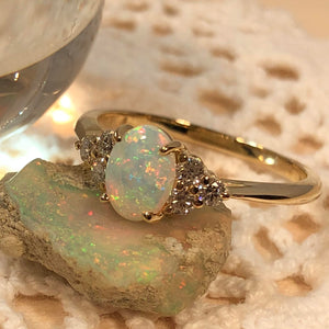 Gold Diamond Opal Ring - Ring - AlphaVariable