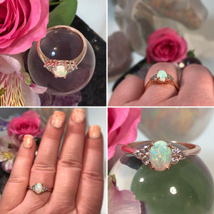 Rose Gold Opal Engagement Ring - Ring - AlphaVariable