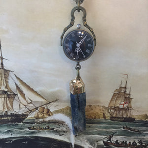 Kyanite Pocket Watch Necklace - Necklace - AlphaVariable