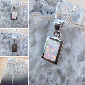 Sterling Silver Opal Necklace - Necklace - AlphaVariable