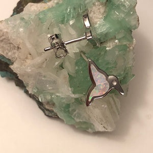 Opal Hummingbird Earrings - Sterling Silver Studs - AlphaVariable