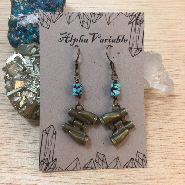 Bronze Binocular Earrings - Earrings - AlphaVariable