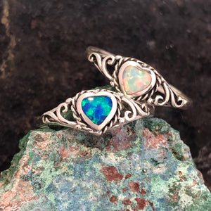 Blue Opal Heart Ring - Ring - AlphaVariable