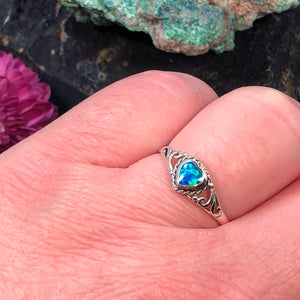 Blue Opal Heart Ring - Ring - AlphaVariable