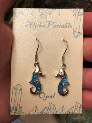 Opal Seahorse Earrings - Earrings - AlphaVariable