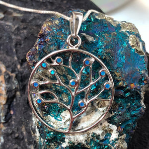 Blue Opal Tree of Life Necklace - Necklace - AlphaVariable