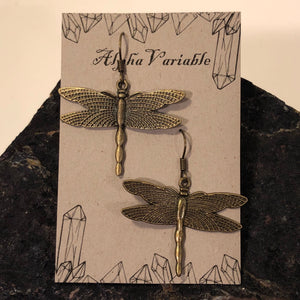 Bronze Dragonfly Earrings - Earrings - AlphaVariable