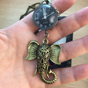 Elephant Pocket Watch Necklace - Necklace - AlphaVariable