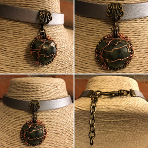 Emerald Nugget Choker Necklace - Steampunk Necklace - AlphaVariable