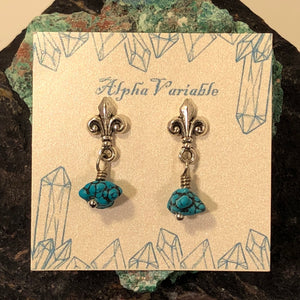 Turquoise Fleur De Lis Earrings - Earrings - AlphaVariable