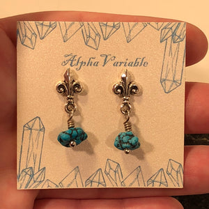 Turquoise Fleur De Lis Earrings - Earrings - AlphaVariable
