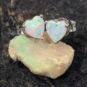 Opal Heart Stud Earrings - Earrings - AlphaVariable