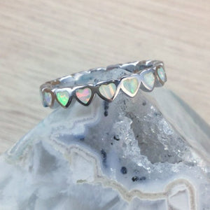 Opal Heart Band Ring - Ring - AlphaVariable