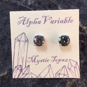 Sterling Silver Mystic Topaz Stud Earrings - Earrings - AlphaVariable