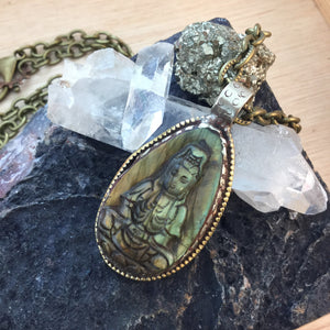 Labradorite Buddha Necklace - Necklace - AlphaVariable