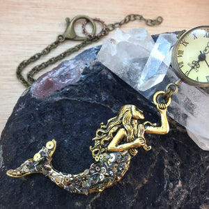 Mermaid Pocket Watch Necklace - Pocket Watch Necklace - AlphaVariable