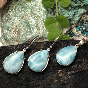 Larimar Necklace and Earrings SET - Jewelry Sets - AlphaVariable