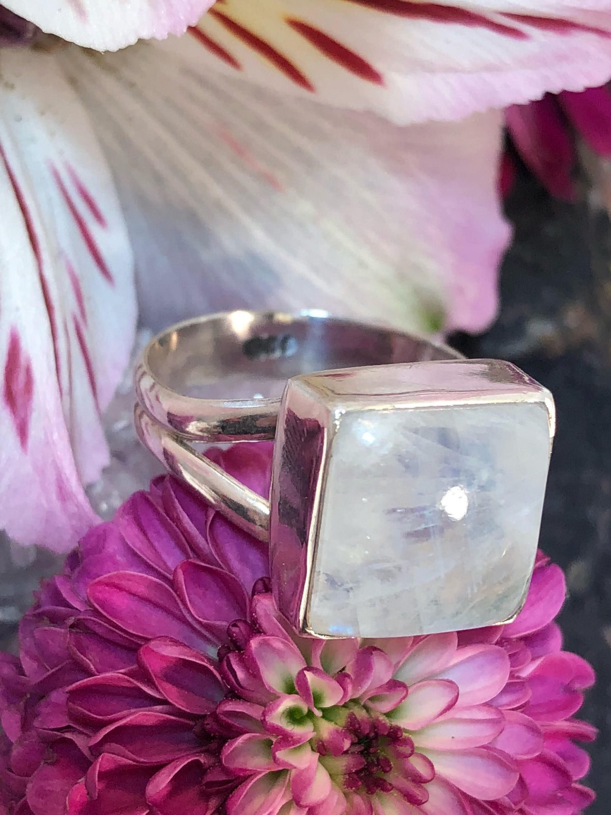 Square Moonstone Ring Sterling Silver FREE Shipping + FREE Gift Box ...