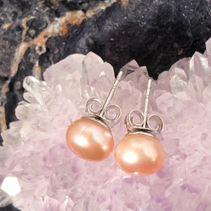 Pink Pearl Stud Earrings - Earrings - AlphaVariable
