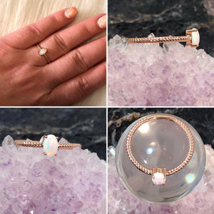 Rose Gold Engagement Opal Ring - Ring - AlphaVariable