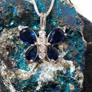 Sapphire Butterfly Necklace - Necklace - AlphaVariable