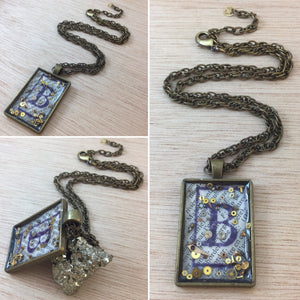 Steampunk "B" Necklace - Pocket Watch Necklace - AlphaVariable