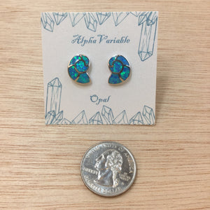Sterling Silver Opal Ammonite Earrings - Earrings - AlphaVariable