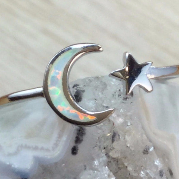 Opal Moon and Star Ring - Ring - AlphaVariable
